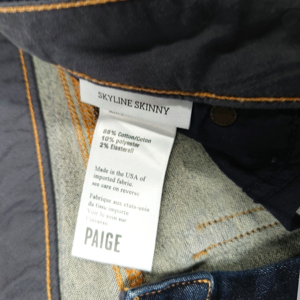 Paige Skyline Skinny Jeans Mid Rise Surface Dark Wash‎ Ankle Crop Stretch 30 - Picture 7 of 10